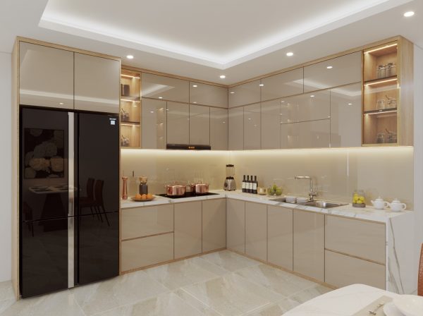 Tủ bếp gỗ MDF phủ acrylic CN01