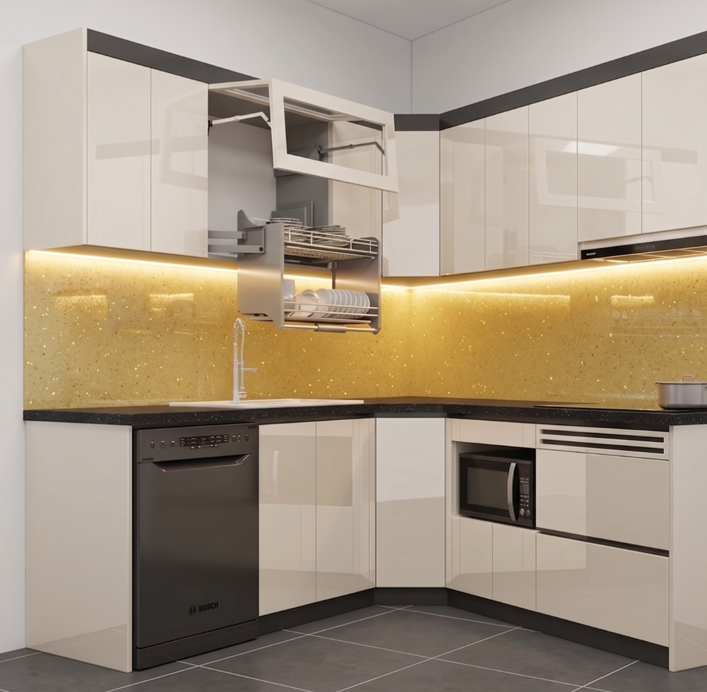 Tủ bếp inox cánh acrylic CN09