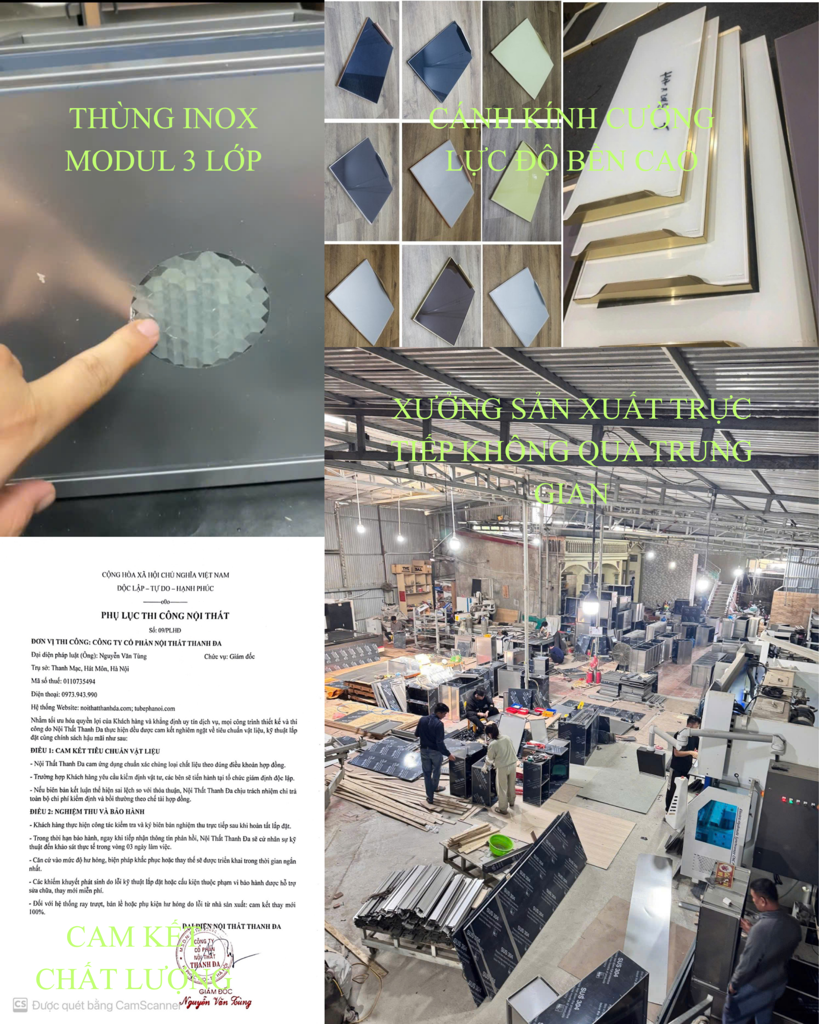 Tủ bếp Inox Module 3 lớp Cánh Kính CN54 6 THUNG INOX MODUL 3 LOP