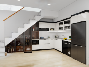 Tủ bếp Inox Modul 1 lớp cánh kính CN59