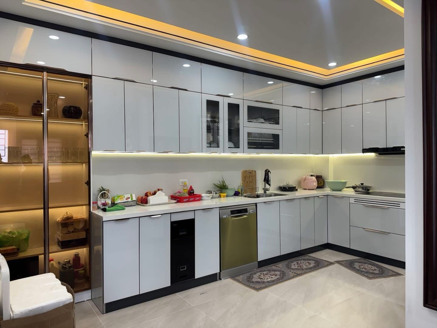 Tủ bếp Inox cánh kính CN73 1 Tủ bếp Inox cánh kính CN73