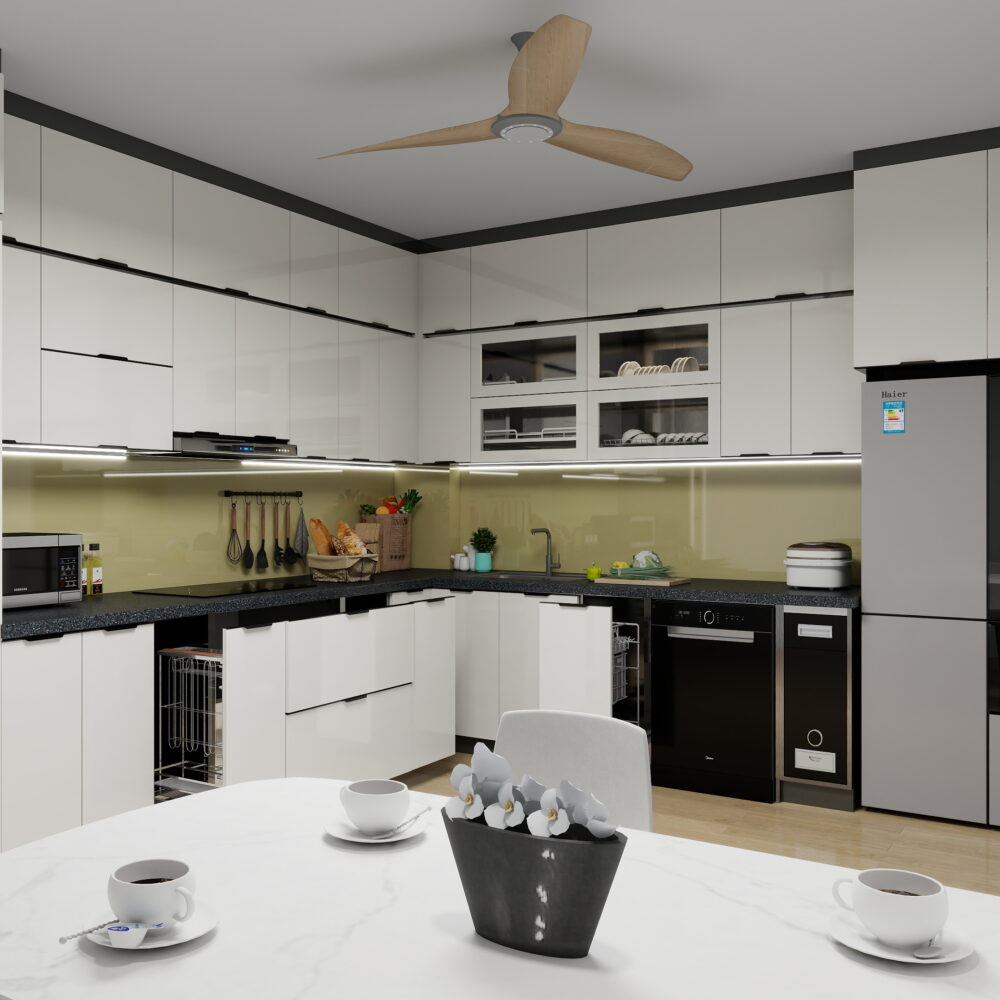 Tủ bếp Inox cánh kính CN77